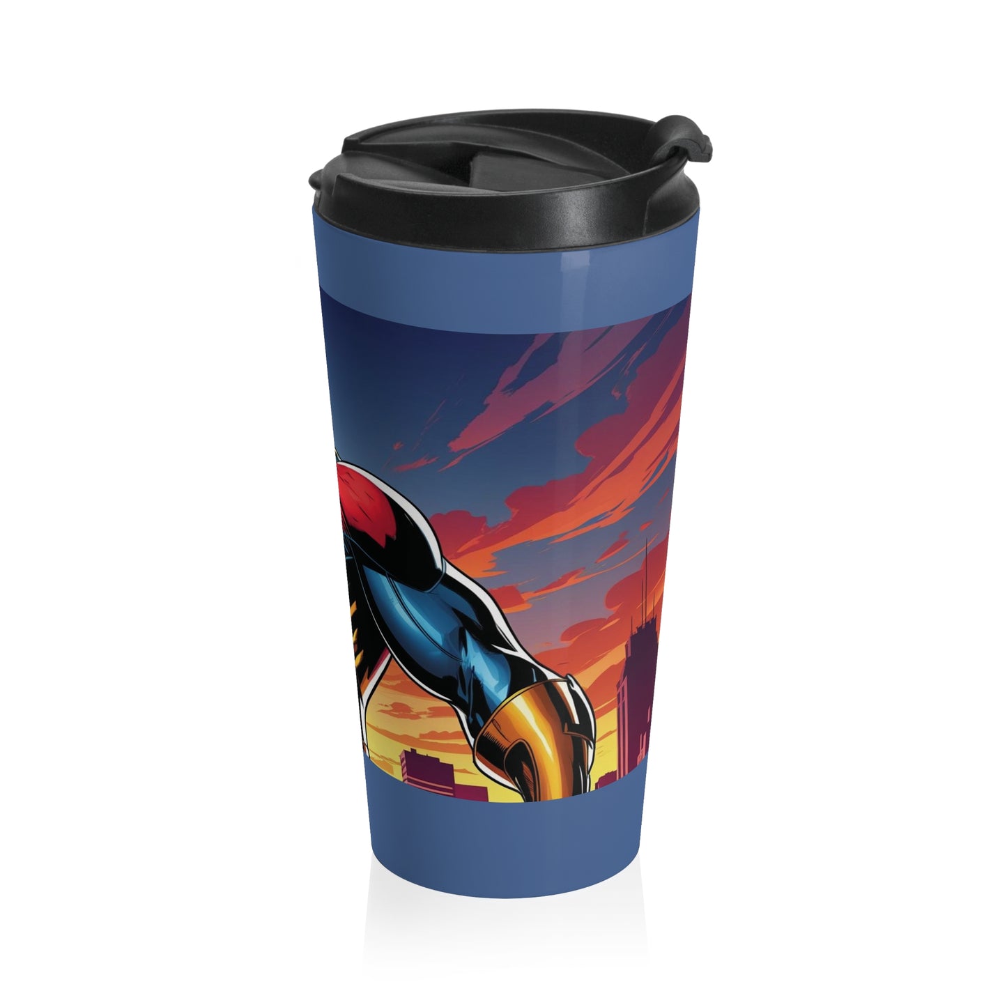"Superman" sleek stainless steel mug, designed for your favorite beverages.