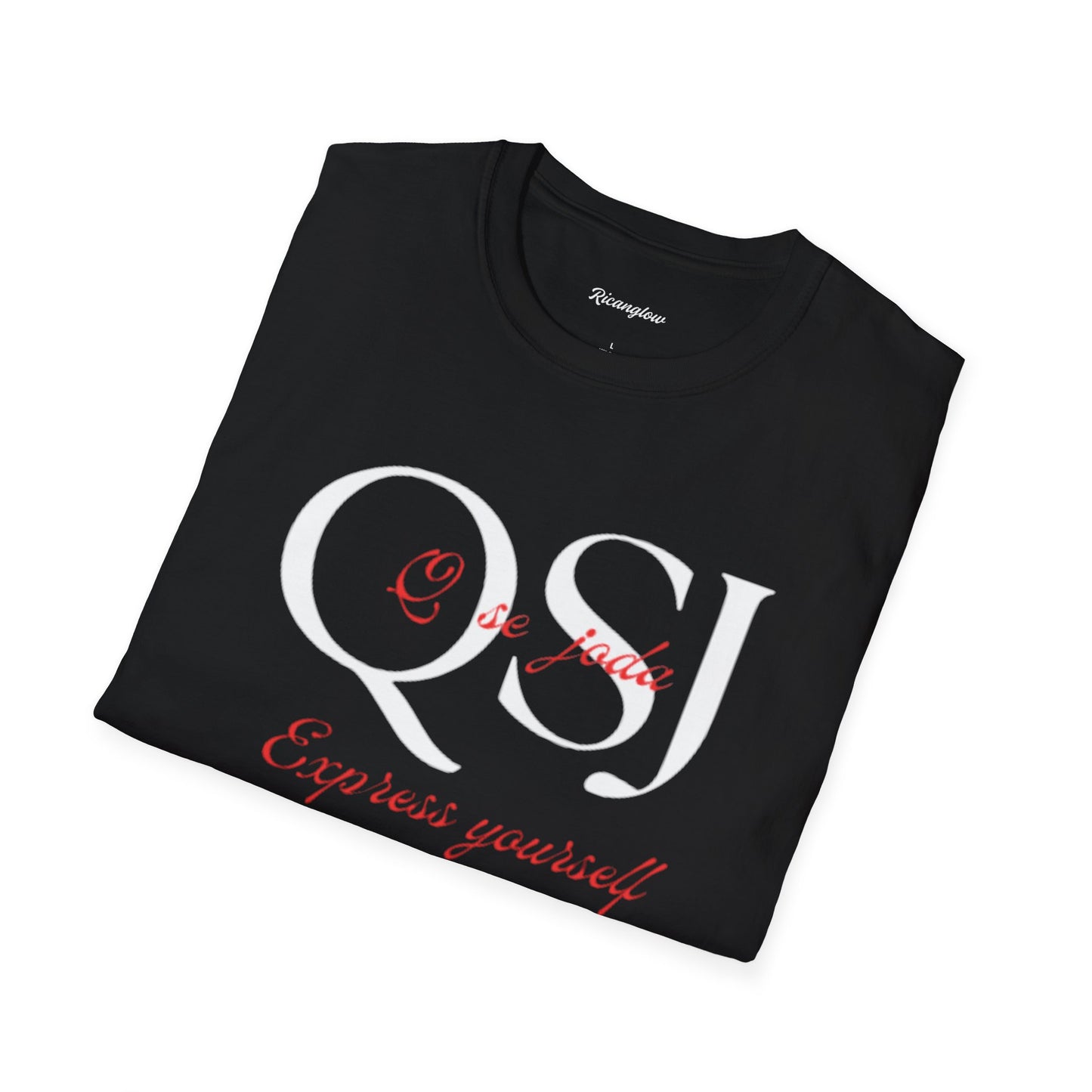 "Express yourself" Unisex Soft-style T-Shirt (Black/red)
