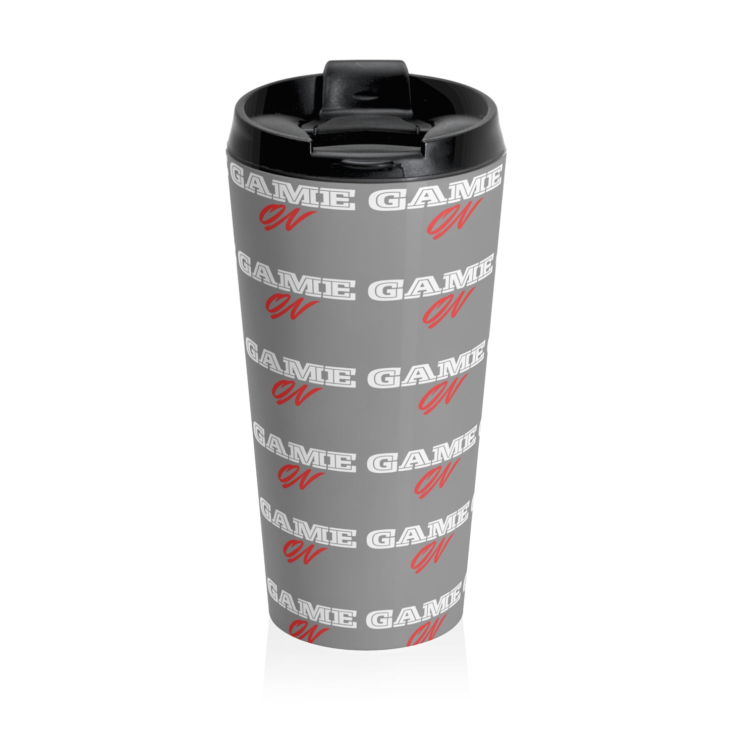 "Game On" Steel Travel Mug . Perfect for Gamers & Students.