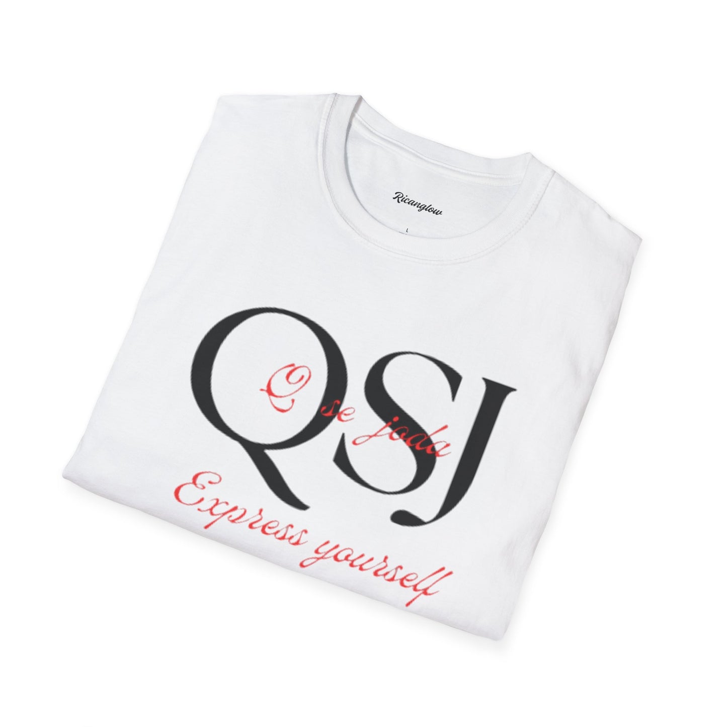 "Express yourself" Unisex Soft-style T-Shirt (Black/red)