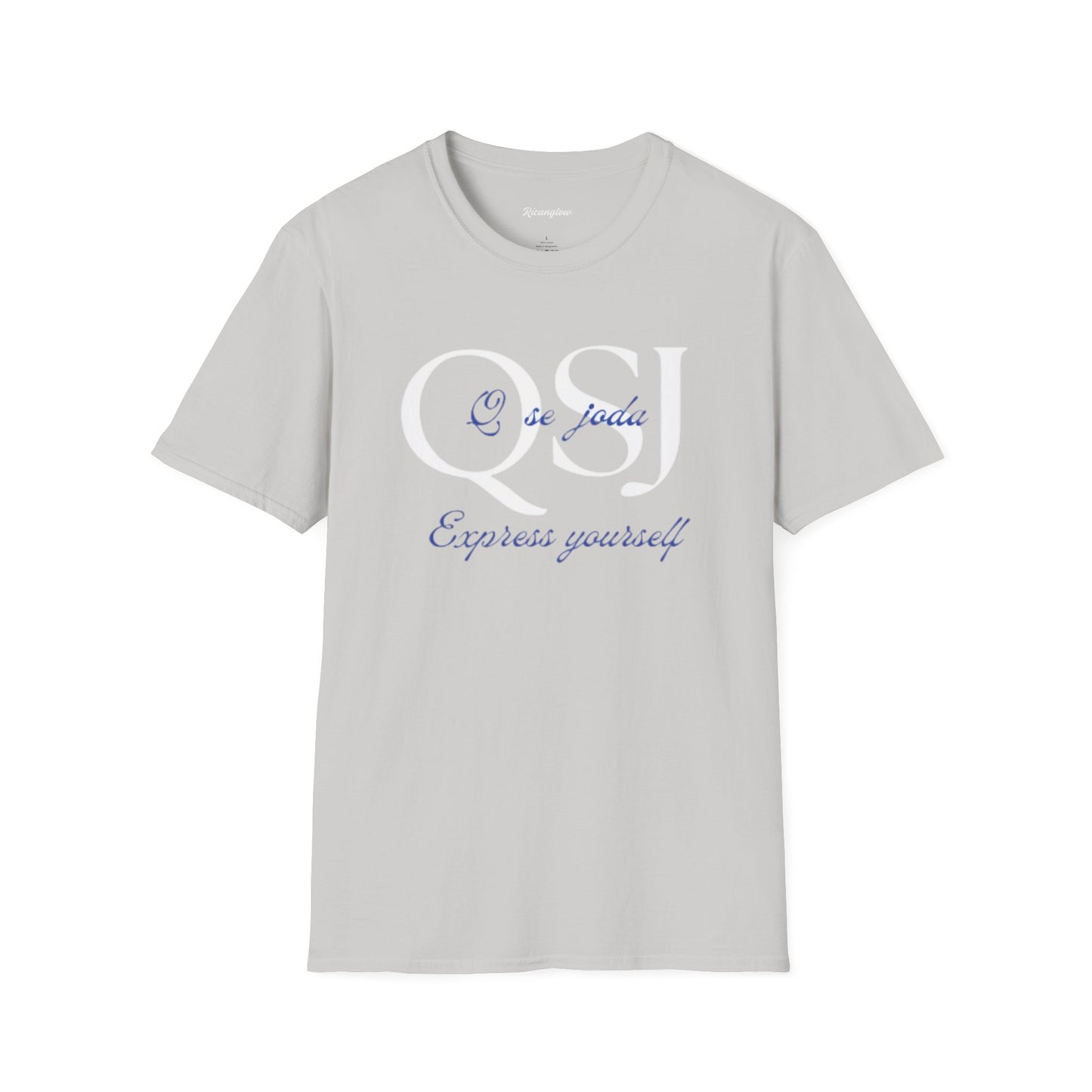 "QSJ Express yourself" Unisex Soft-style T-Shirt (Gray/blue)