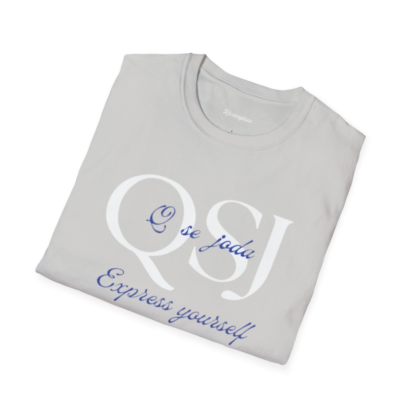 "QSJ Express yourself" Unisex Soft-style T-Shirt (Gray/blue)