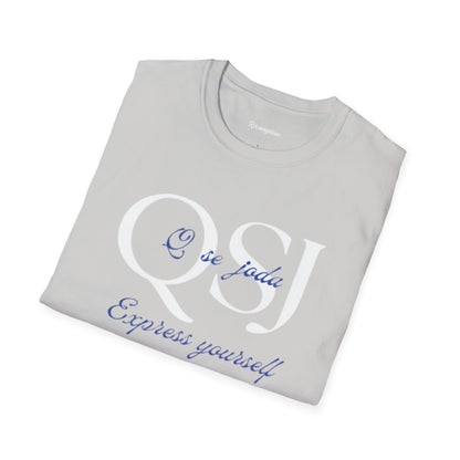 "QSJ Express yourself" Unisex Soft-style T-Shirt (Gray/blue)