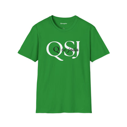 Unisex Soft-Style T-Shirt with QSJ Logo(White/black)