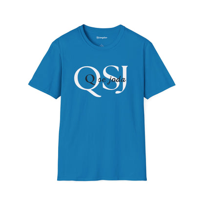 Unisex Soft-Style T-Shirt with QSJ Logo(White/black)