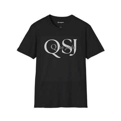 Unisex Soft-Style T-Shirt with QSJ Logo(White/black)
