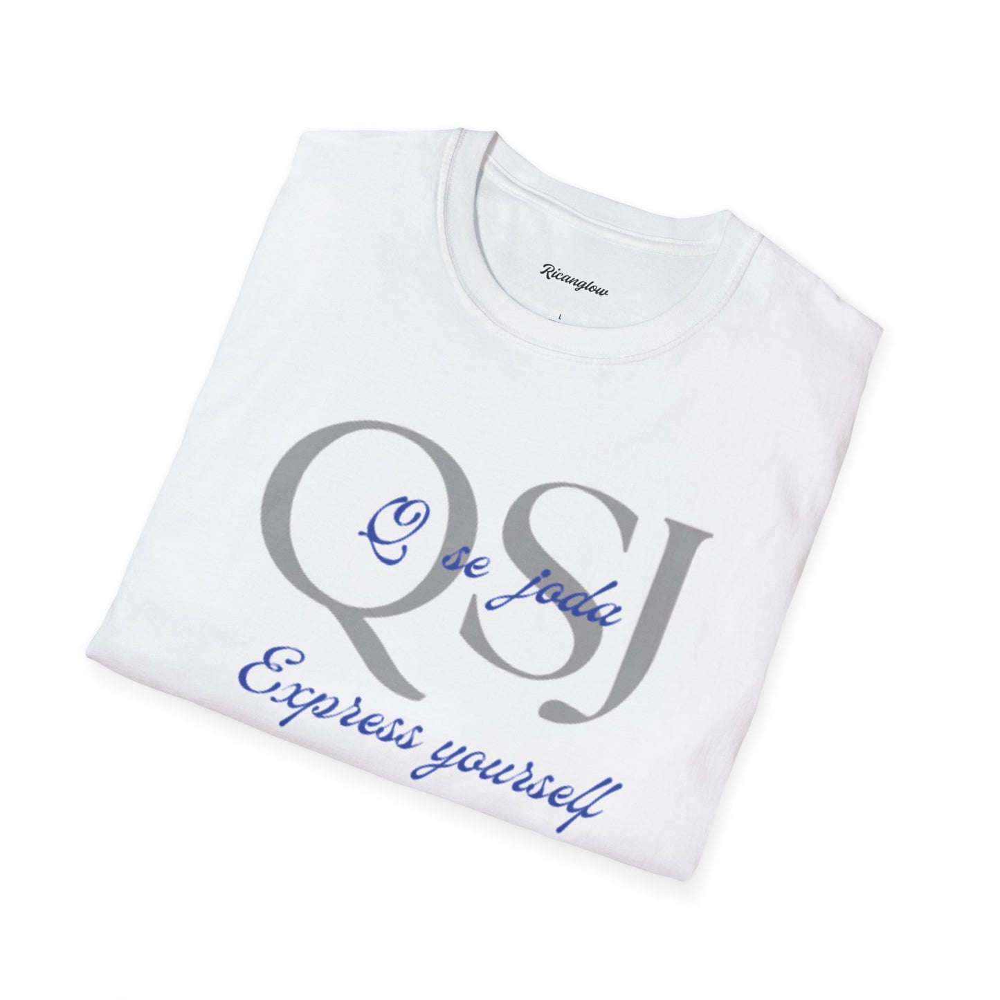 "QSJ Express yourself" Unisex Soft-style T-Shirt (Gray/blue)