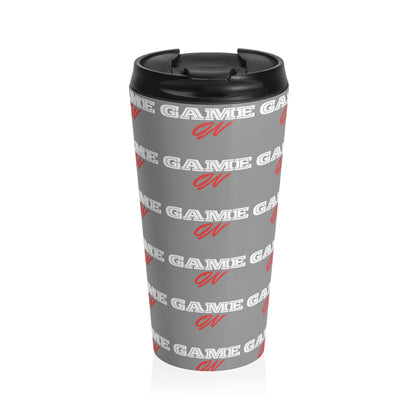 "Game On" Steel Travel Mug . Perfect for Gamers & Students.