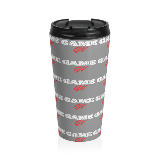 "Game On" Steel Travel Mug . Perfect for Gamers & Students.