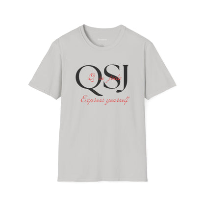 "Express yourself" Unisex Soft-style T-Shirt (Black/red)
