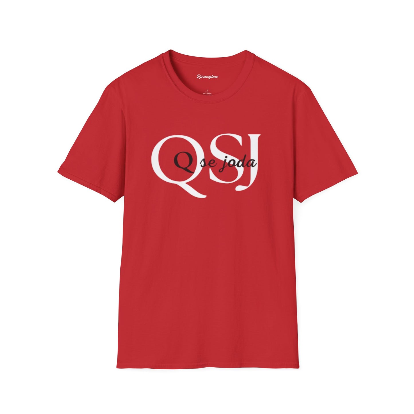 Unisex Soft-Style T-Shirt with QSJ Logo(White/black)