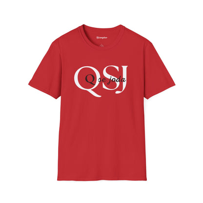 Unisex Soft-Style T-Shirt with QSJ Logo(White/black)