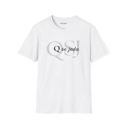 Unisex Soft-Style T-Shirt with QSJ Logo(White/black)
