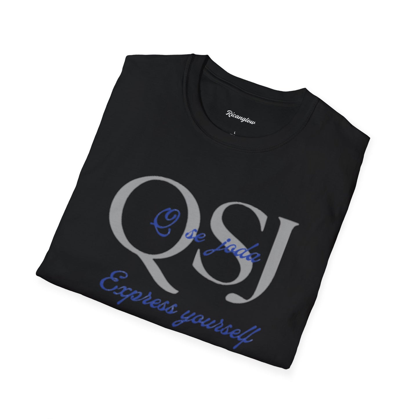 "QSJ Express yourself" Unisex Soft-style T-Shirt (Gray/blue)