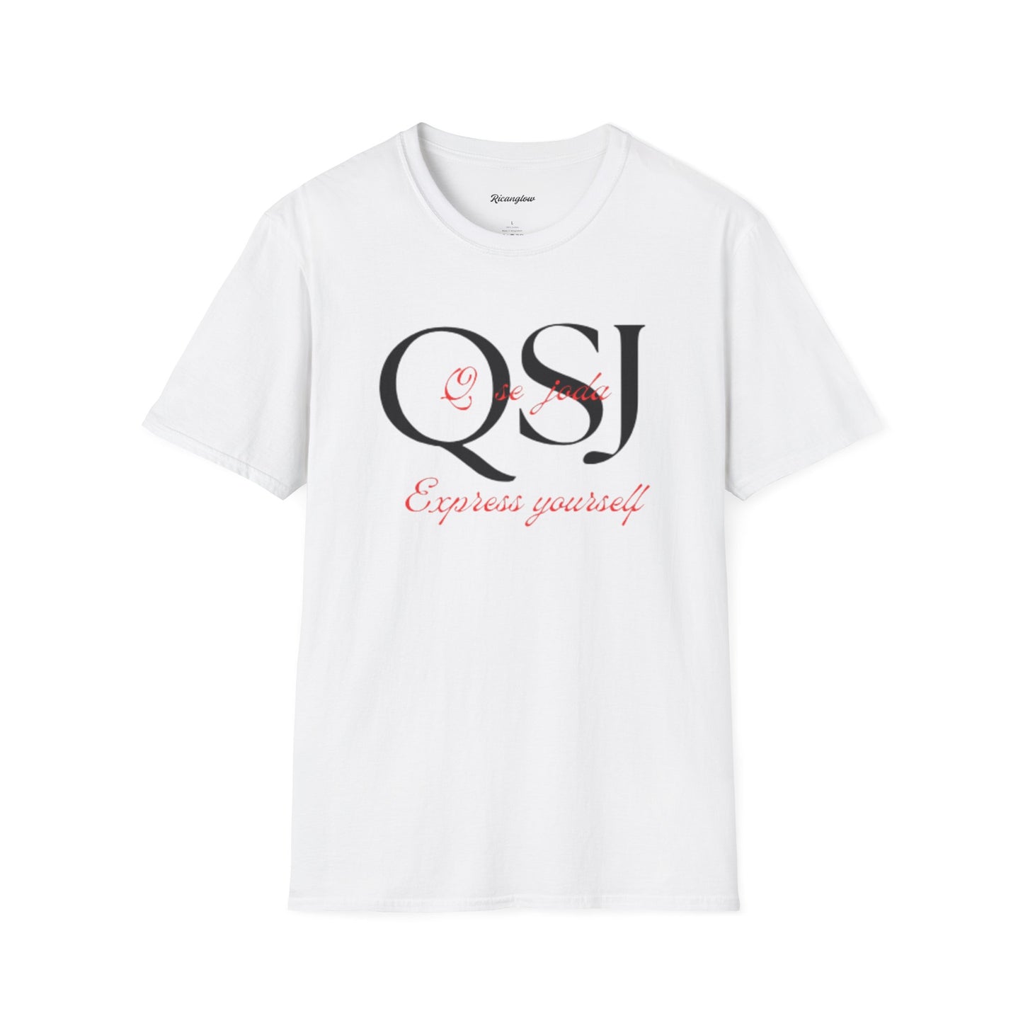 "Express yourself" Unisex Soft-style T-Shirt (Black/red)
