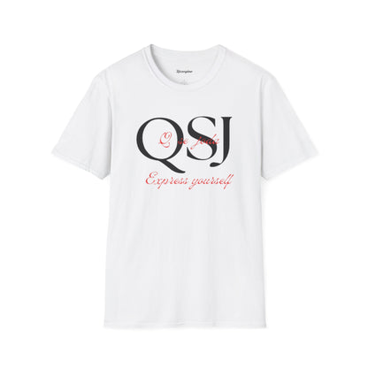 "Express yourself" Unisex Soft-style T-Shirt (Black/red)