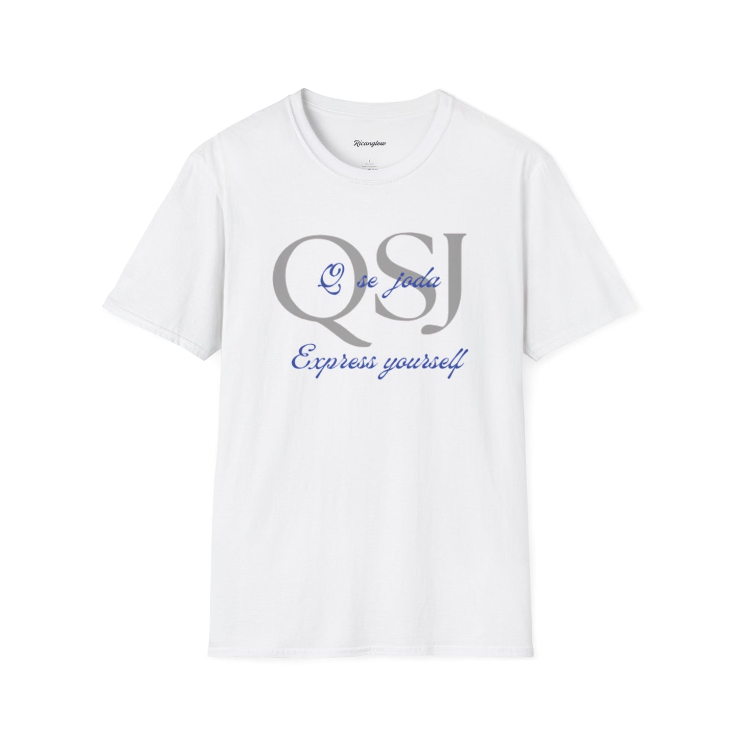 "QSJ Express yourself" Unisex Soft-style T-Shirt (Gray/blue)