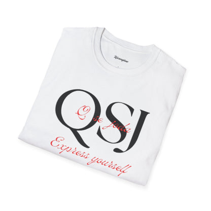 "Express yourself" Unisex Soft-style T-Shirt (Black/red)