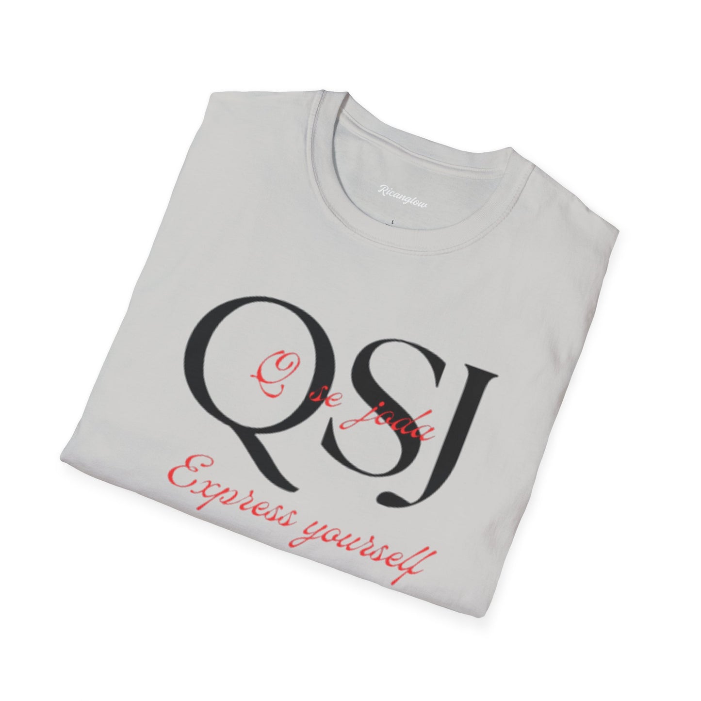 "Express yourself" Unisex Soft-style T-Shirt (Black/red)