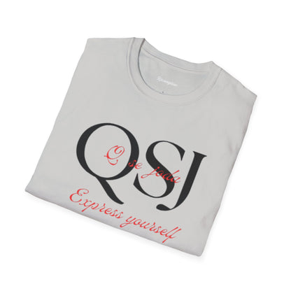 "Express yourself" Unisex Soft-style T-Shirt (Black/red)