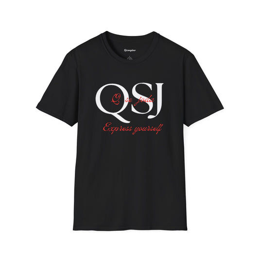 "Express yourself" Unisex Soft-style T-Shirt (Black/red)