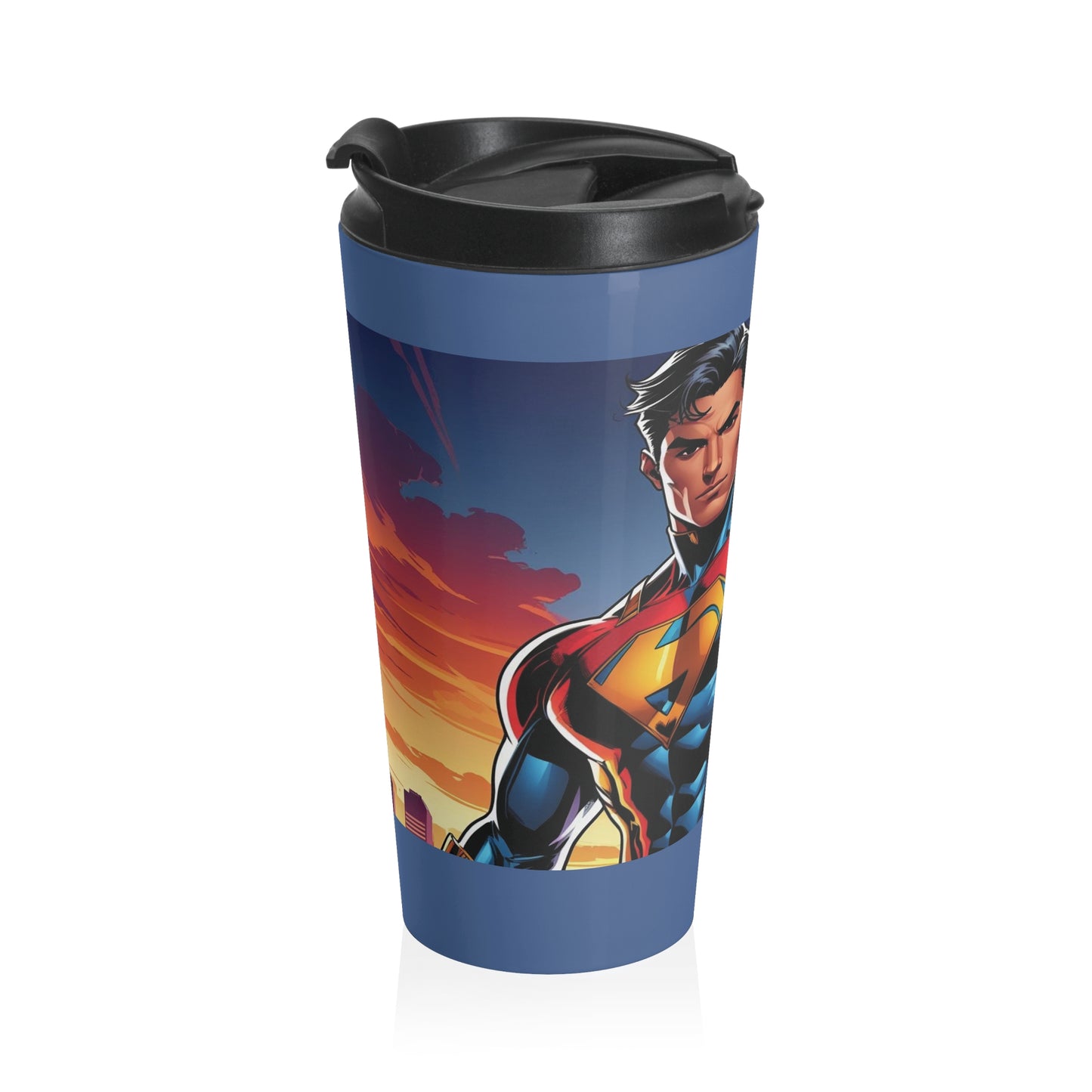 "Superman" sleek stainless steel mug, designed for your favorite beverages.